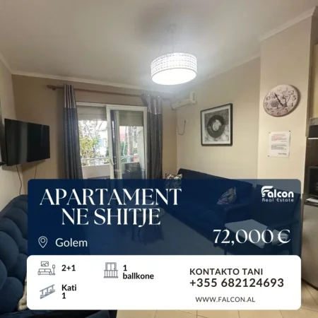Durres, shitet apartament 2+1+Ballkon Kati 1, 70 m² 72.000 € (Golem)