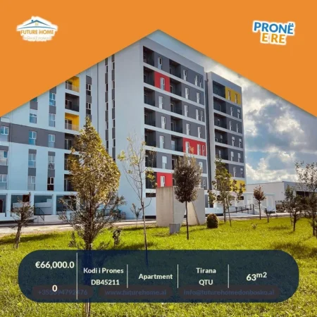 Tirane, shitet apartament 1+1 Kati 3, 64 m² 66.000 € (Univers City)