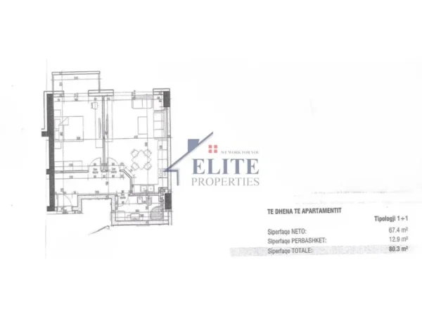 Tirane, shitet apartament 1+1+Ballkon Kati 3, 80 m² 100.378 € (Urban Gate)