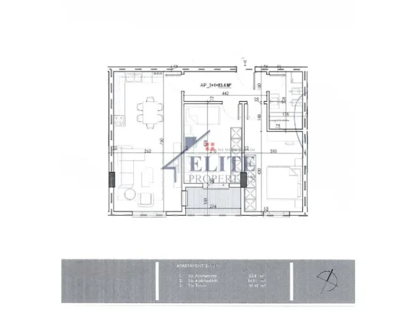 Tirane, shitet apartament 2+1+Ballkon Kati 3, 97 m² 66.239 € (Kamez)