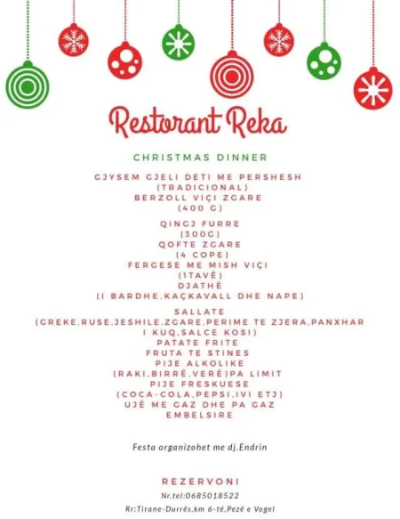 Tirane, - Menu e vitit te ri