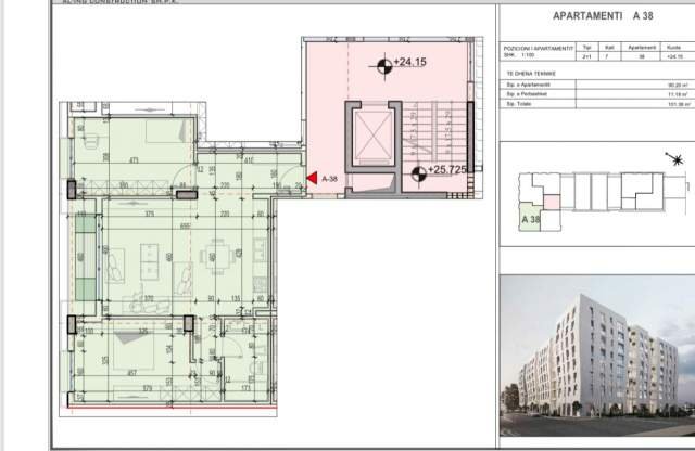 Tirane, shitet apartament 2+1 Kati 7, 101 m² 110 Euro (Porcelan)
