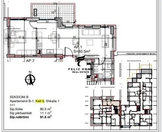 Vlore, shitet apartament 1+1 Kati 9, 91 m² 275.000 € (LUNGOMARE)