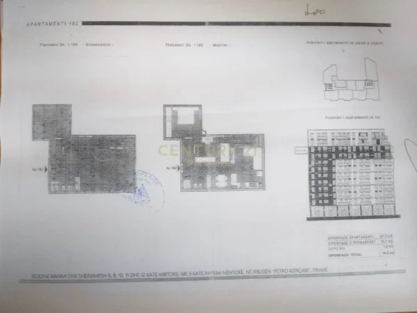Tirane, shes apartament 2+1+Aneks+Ballkon Kati 9, 79 m² 198.000 € (KOMUNA E PARISIT)