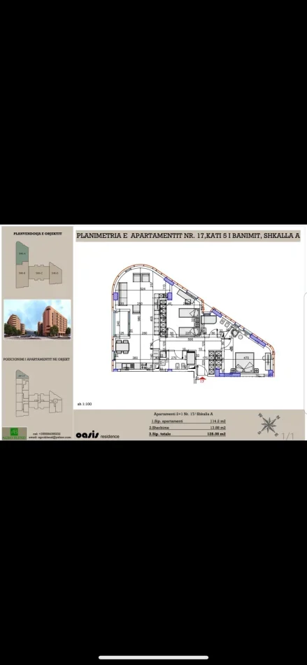 Tirane, jepet me qera apartament 2+1+Ballkon Kati 6, 128 m² 920 € (Rruga Feizi Himzo (Oasis))