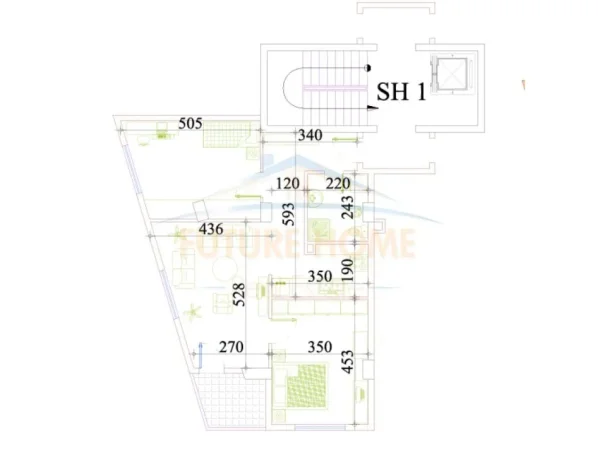 Tirane, shes apartament 2+1 Kati 6, 93 m² 114.000 € (Unaza e Re)