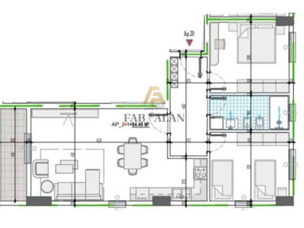 Tirane, shitet apartament 2+1 Kati 4, 99 m² 93.900 € (Paskuqan)