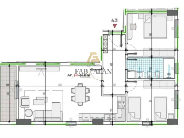 Tirane, shitet apartament 2+1 Kati 4, 99 m² 93.900 € (Paskuqan)