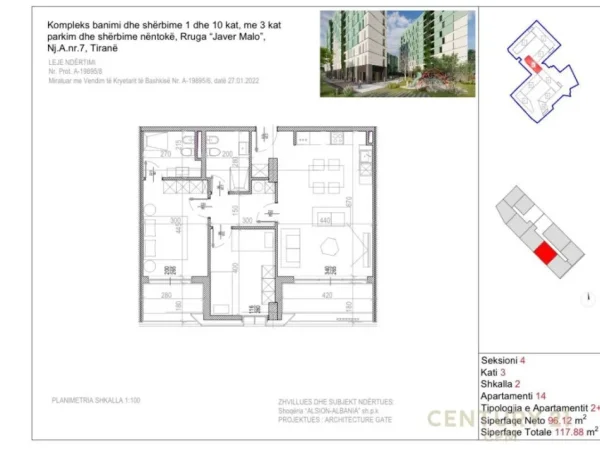 Tirane, shes apartament 2+1+Aneks+Ballkon Kati 3, 118 m² 188.608 € (Javer malo)
