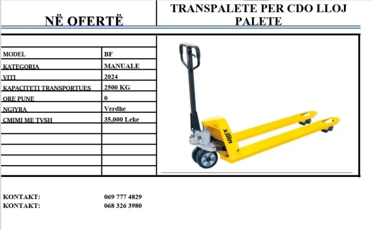 Lushnje, oferte TRANSPALETA MANUALE DHE ELETRIKE 350 €