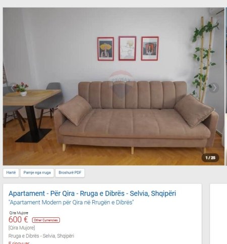 Tirane, jepet me qera apartament 1+1 Kati 5, 60 m² 600 € (Te Selvia)