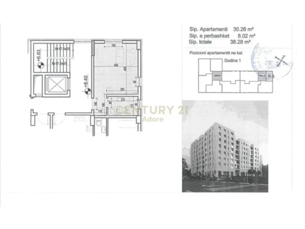 Tirane, shes garsonier 1+1 Kati 3, 38 m² 59.000 € (Porcelan 1)