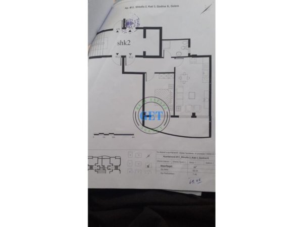 Durres, shitet apartament 1+1 Kati 3, 70 m² 71.000 € (Golem, Durres)