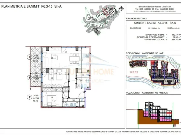 Tirane, shitet apartament 2+1 Kati 3, 134 m² 237.835 € (Kodra e Diellit, Tirane. AREA45297)