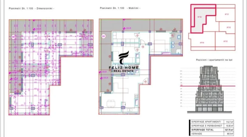 Tirane, shitet apartament 3+1 Kati 8, 127 m² 380.500 € (RRUGA E BARRIKADAVE)
