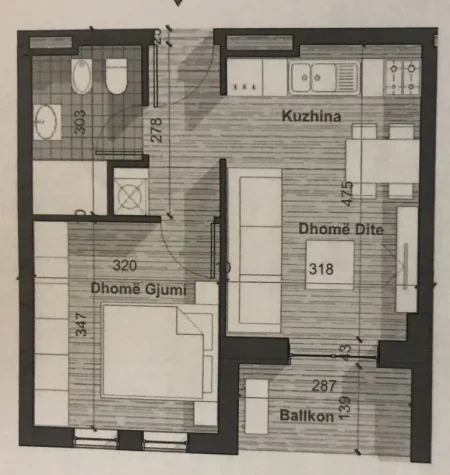 Tirane, shitet apartament 1+1 Kati 4, 53 m² 62.000 € (Kompleksi Univers City, Rruga Gryka e Kacanikut)