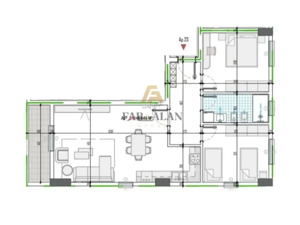 Tirane, shitet apartament 2+1 Kati 3, 99 m² 95.875 € (Kinostudio)