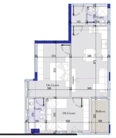 Tirane, shitet apartament 2+1+Ballkon Kati 5, 96 m² 106.000 € (Laprake)
