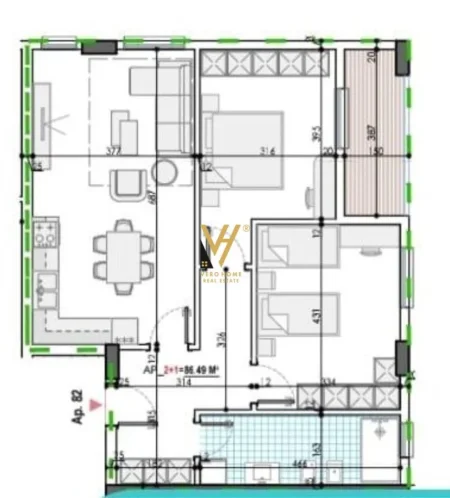 Tirane, shitet apartament 2+1+Ballkon Kati 8, 101 m² 78.000 € (KAMEZ)