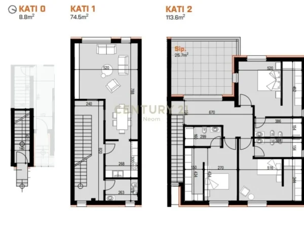 Tirane, shes apartament duplex 3+1+Aneks+Ballkon Kati 3, 223 m² 461.450 € (PICCADILLY RESIDENCE)