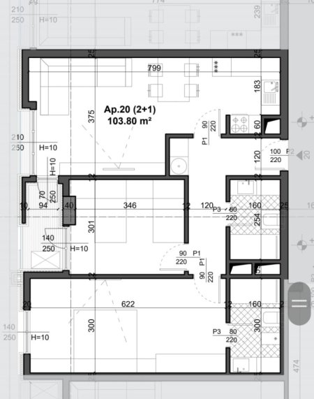 Tirane, shitet apartament 2+1+Ballkon Kati 4, 104 m² 140.400 € (FUSHA E AVIACIONIT)