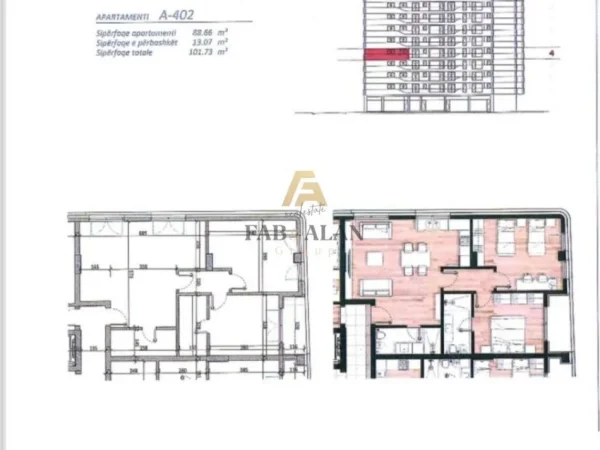 Tirane, shitet apartament 2+1+2 Kati 4, 102 m² 158.000 € (Don Bosko, Parallel Living)