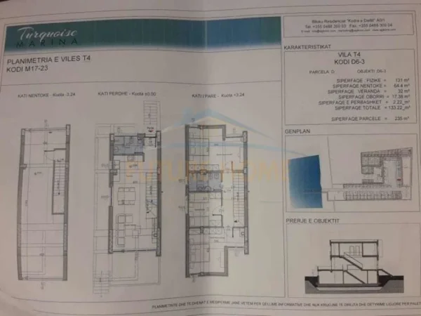 Gjiri Lalezit | Hamallaj, shitet Vile 3+1 Kati 0, 131 m² 650.000 € (Turqouise Marina)