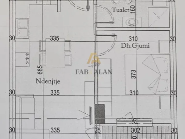 Tirane, shitet apartament 1+1 Kati 6, 60 m² 71.800 € (Laprake)