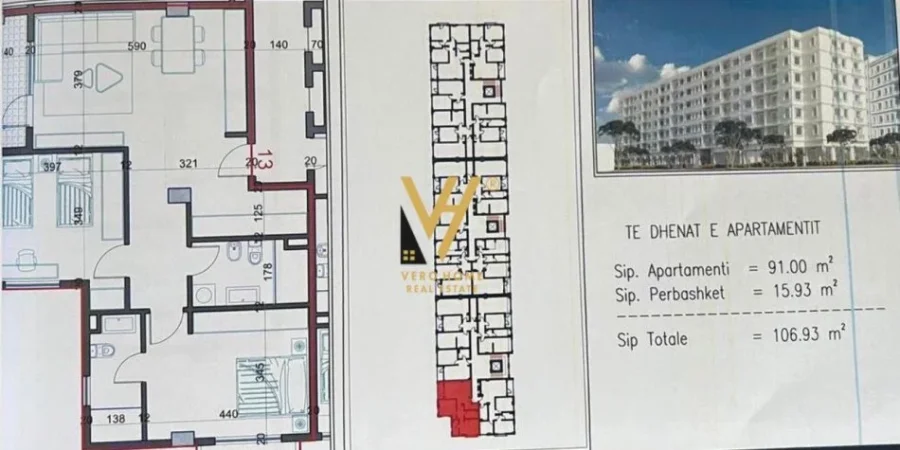 Tirane, shitet apartament 2+1+Ballkon Kati 3, 106 m² 80.250 € (KAMEZ)