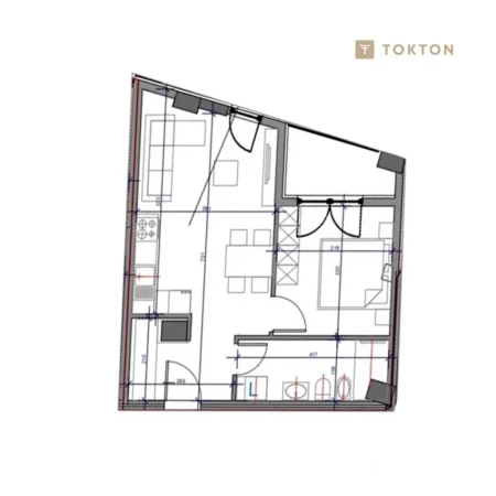 Tirane, shes apartament 1+1+Ballkon Kati 9, 66 m² 137.970 € (bulevardi i ri)