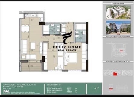 Tirane, shitet apartament 2+1 Kati 3, 104 m² 105.000 € (VORE)