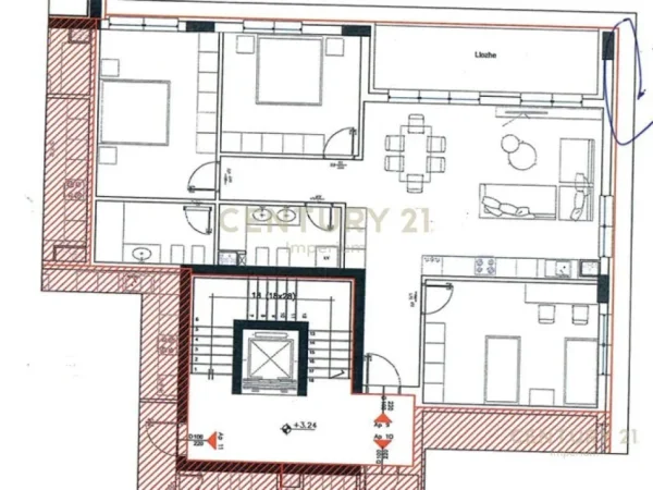 Tirane, shes apartament 3+1+Aneks+Ballkon Kati 4, 168 m² 272.300 € (Rruga e Elbasnait)