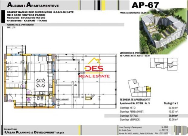 Tirane, shitet apartament 161 m² 800 Euro/m2