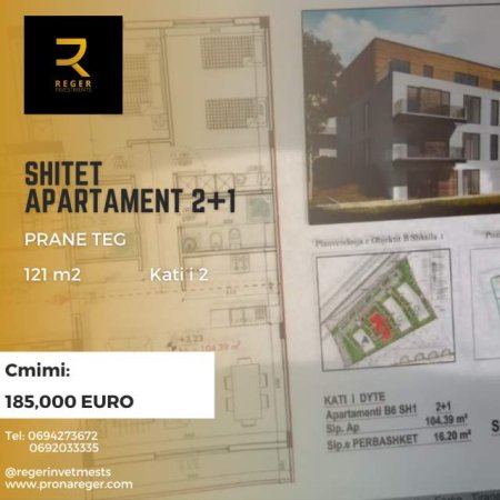 Tirane, shitet apartament 2+1 Kati 2, 121 m² 185.000 Euro (Prane Teg) ME HIPOTEKE