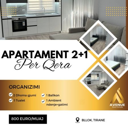 Tirane, jepet me qera apartament 2+1+Ballkon Kati 3, 62 m² 800 € (VASO PASHA)
