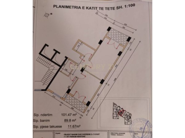 Tirane, shitet apartament 2+1 Kati 8, 101 m² 125.000 € (YZBERISHT)