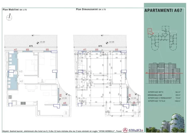 Tirane, shitet apartament 2+1 , 136 m² (21 Dhjetori)