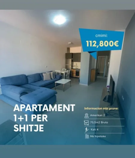 Tirane, shitet apartament 1+1 Kati 4, 71 m² 112.800 € ((SHITET APARTAMENT 1+1 SPITAL AMERIKAN 2))