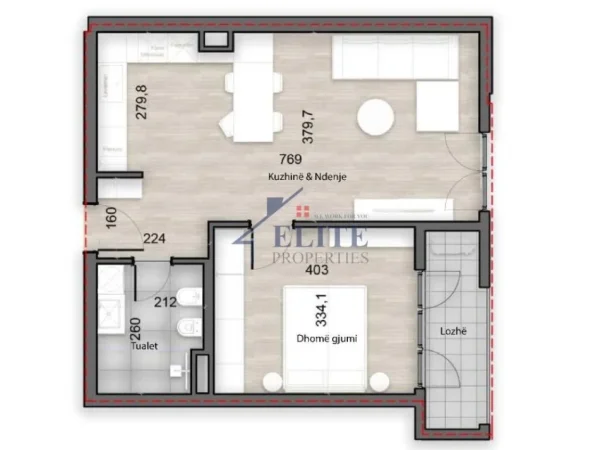 Tirane, shitet apartament 1+1+Ballkon Kati 5, 79 m² 119.010 € (Splendor Residence Porcelan)