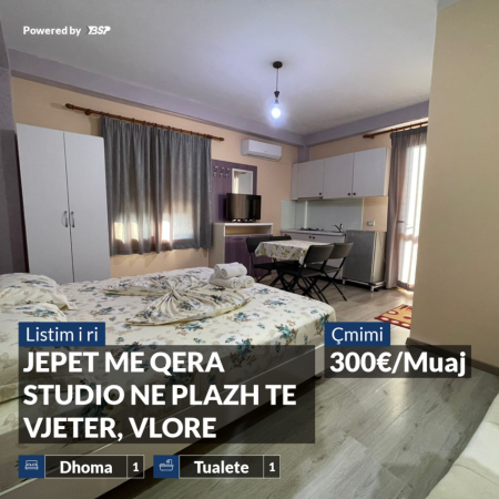Vlore, jepet me qera garsonier 1+1 , 300 € (PLAZH I VJETER)