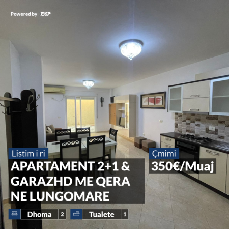Vlore, jepet me qera apartament 2+1+Ballkon , 350 € (LUNGOMARE)