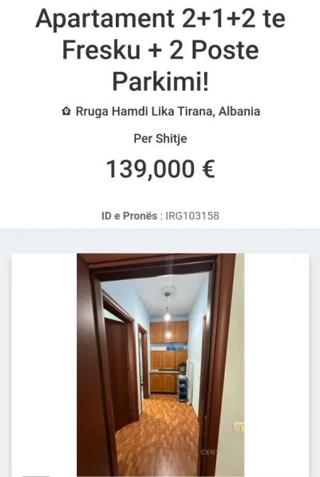 Tirane, shitet apartament 2+1+Ballkon Kati 2, 115 m² 139.000 € 