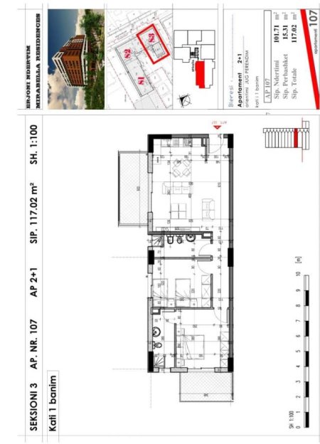 Tirane, shitet apartament 2+1+BLK Kati 2, 117 m² 117.000 Euro (KUJTIM LARO)