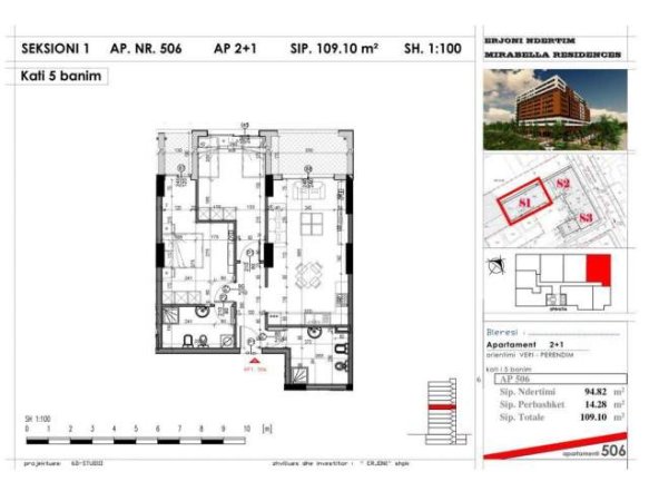 Tirane, shitet apartament 2+1 Kati 5, 10.910 m² 98.000 Euro (oxhaku)