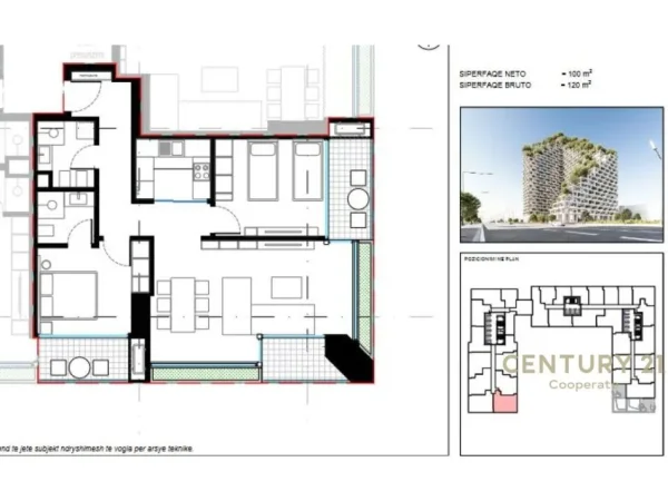Tirane, shes apartament 2+1+Aneks+Ballkon Kati 4, 120 m² (LION REZIDENCES 2)