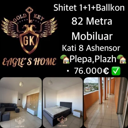 Durres, shes apartament 1+1+Ballkon Kati 8, 82 m² 75.999 € (plepa)