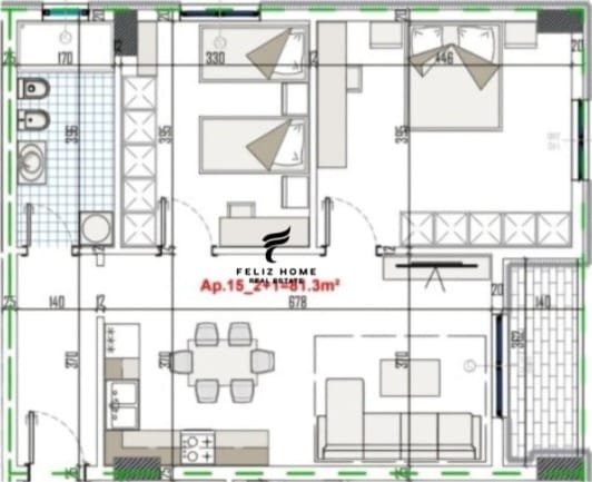 Tirane, shitet apartament 2+1+Ballkon Kati 2, 94 m² 89.595 € (PASKUQAN)