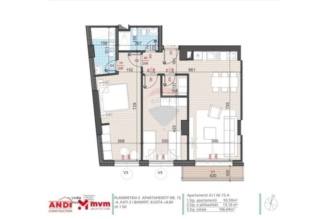 Tirane, shitet apartament 2+1 , 182.000 € (Brryli, Materniteti i ri)