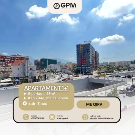 Tirane, jepet me qera apartament 1+1 Kati 9, 65 m² 550 € (Astir)