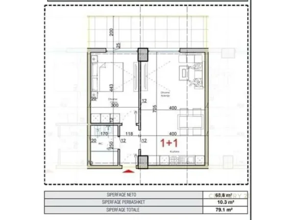 Lezhe Shengjin, shitet 1+1+Ballkon Kati 8, 79 m² 107.000 € 